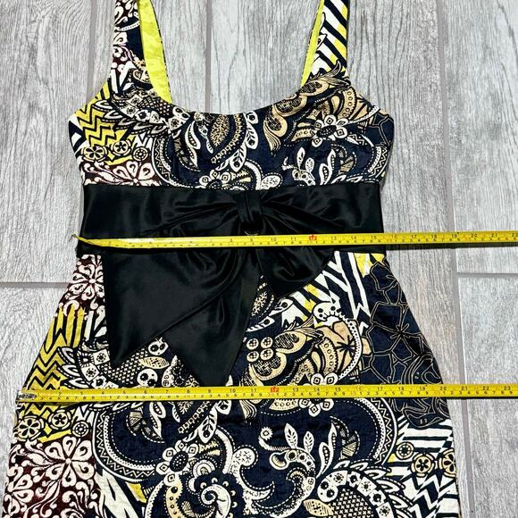 Kay Unger New York Silk Floral Cocktail Dress sz 8 Kitten Bow‎ Detail Fairycore - Picture 11 of 12